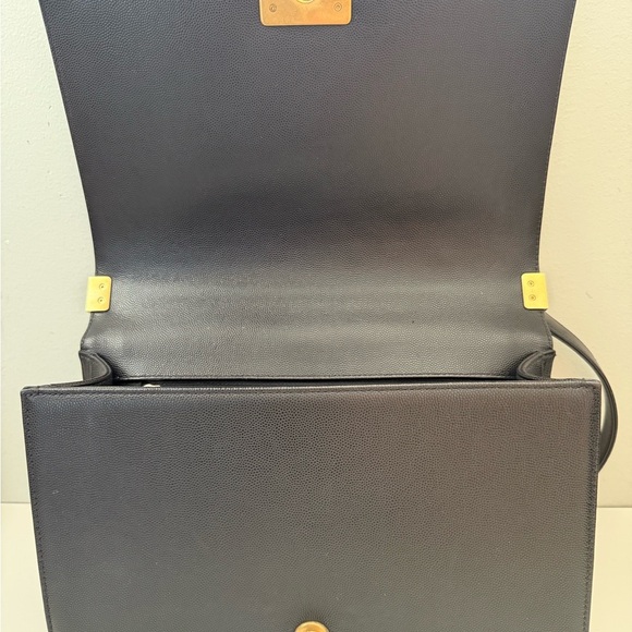 CHANEL Black Caviar Boy Bag with Aged Gold Chain and microchip - Picture 9 of 10